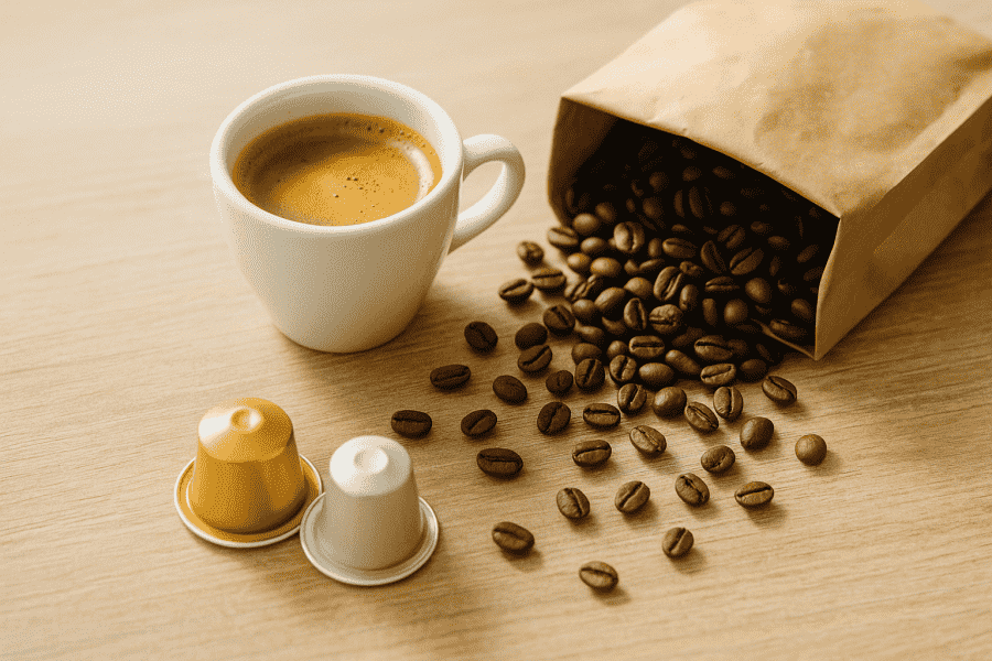 Cápsulas de espresso vs. grãos frescos