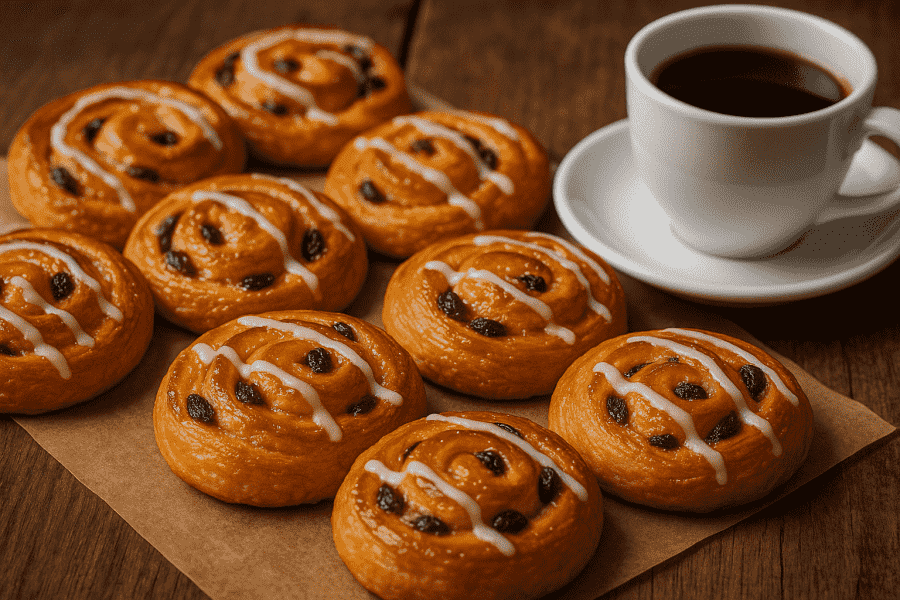 Pãezinhos de café com passas