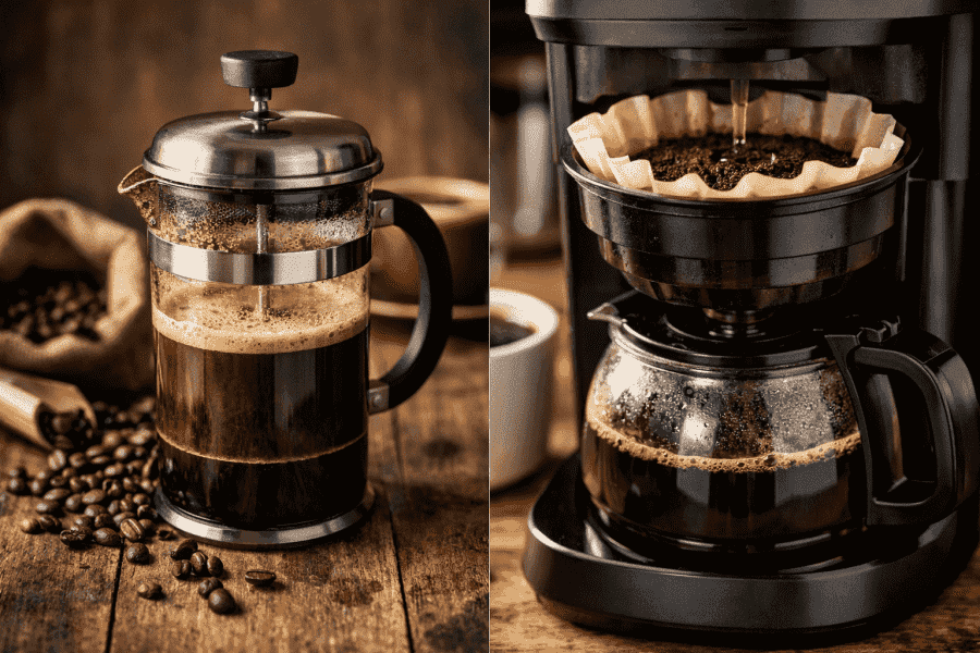 Qual é a diferença entre french press e café de filtro?