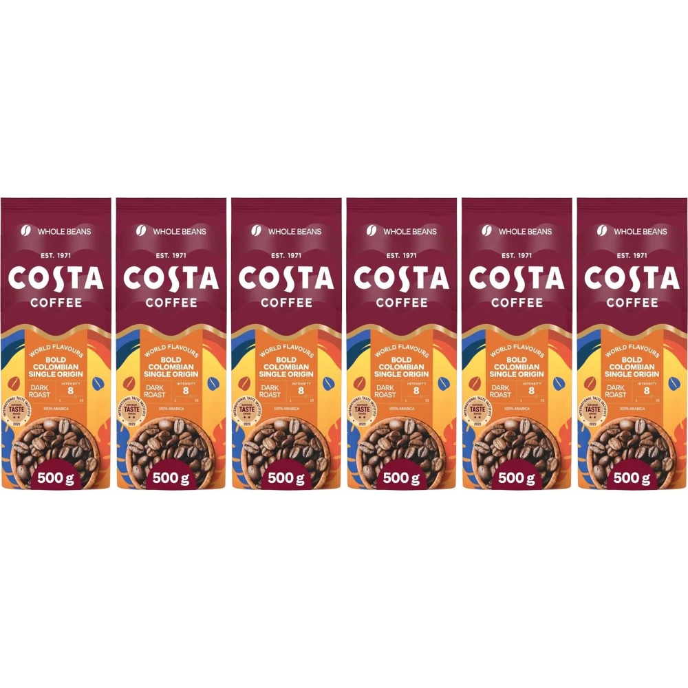 Costa Coffee Colombian Roast - Grãos de Café - 6 x 500 gramas