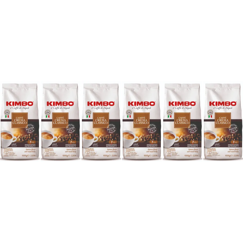 Kimbo Caffé Crema Classico - café em grão - 6 x 1 quilo