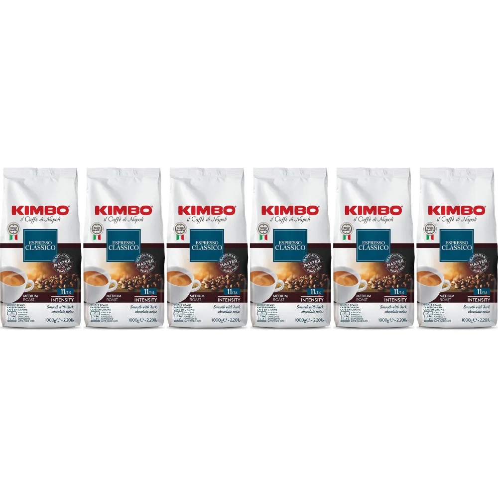 Kimbo Espresso Classico - grãos de café - 6 x 1 kg