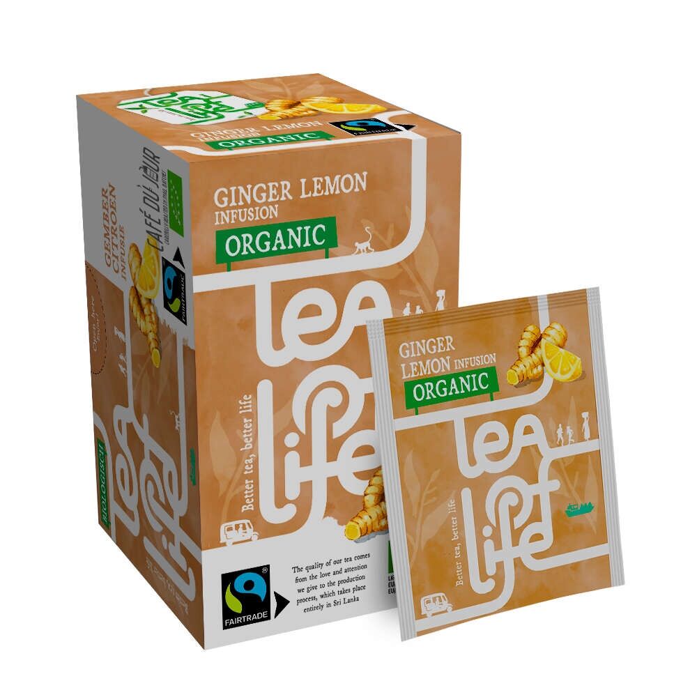 Infusão de Limão e Gengibre - Biológico e Comércio Justo - Tea of Life - 25 saquetas de chá
