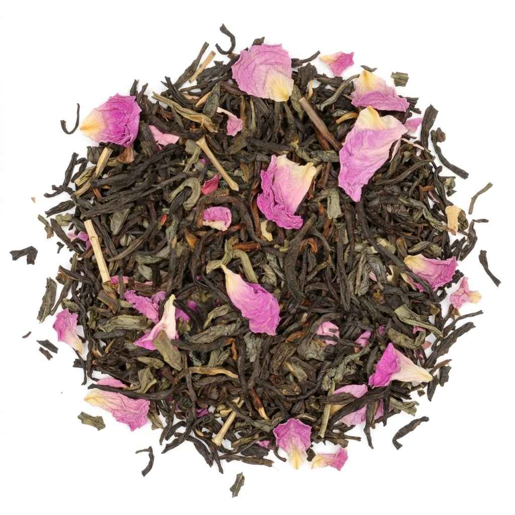 Rose Garden - chá preto e verde 100 gramas - Café du Jour chá a granel