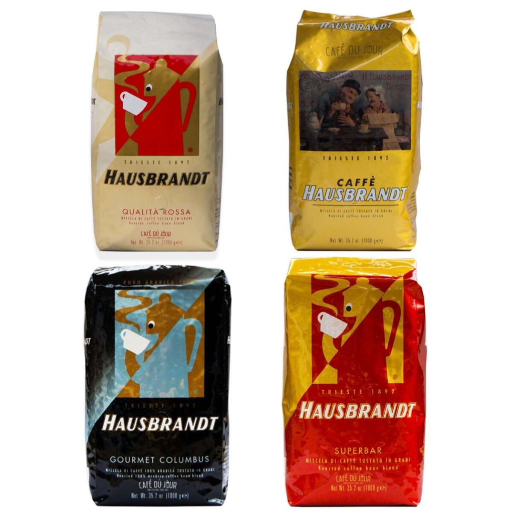 Pacote de degustação de grãos de café Hausbrandt 4 x 1 kg