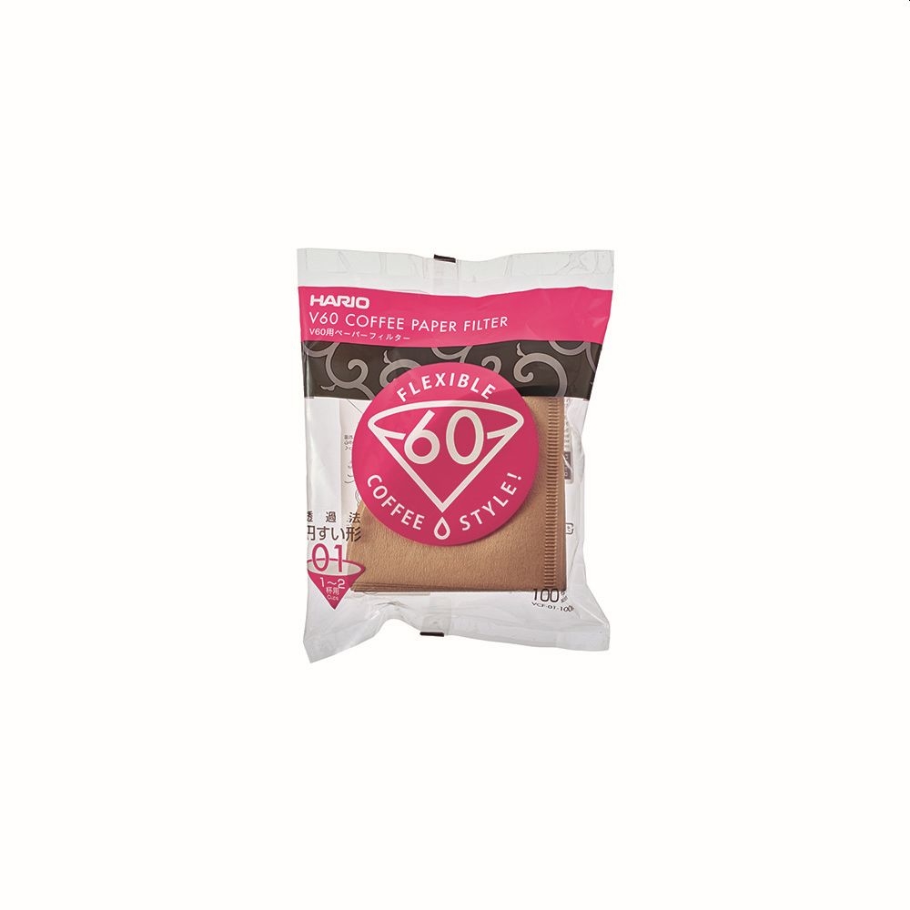 Filtros de café Hario V60 - tamanho 01 castanho - 100 unidades