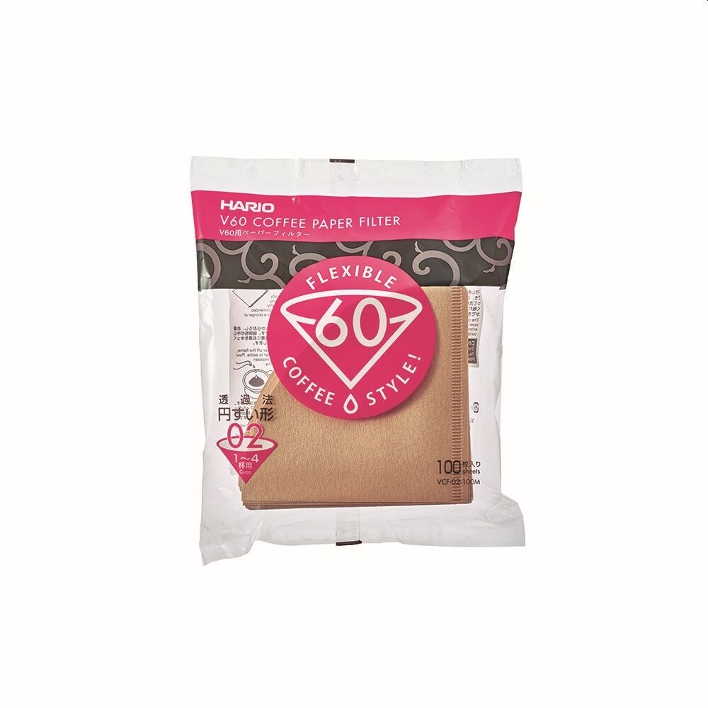Hario V60 Filtros de café - castanhos tamanho 02 - 100 unidades
