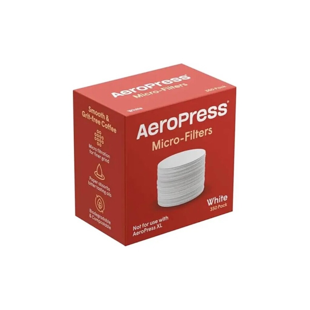 Lateral da embalagem dos microfiltros para a AeroPress GO