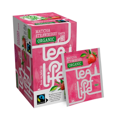 Chá Verde Matcha Morango - Biológico e de Comércio Justo - Tea of Life - 25 saquetas de chá