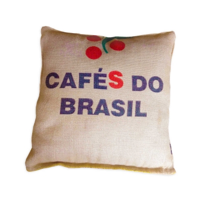 Almofada de juta 45x45 feita à mão a partir de um saco de café