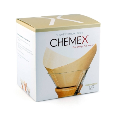 Filtros de café Chemex - FSU-100 colados (dobrados) e naturais - 100 unidades