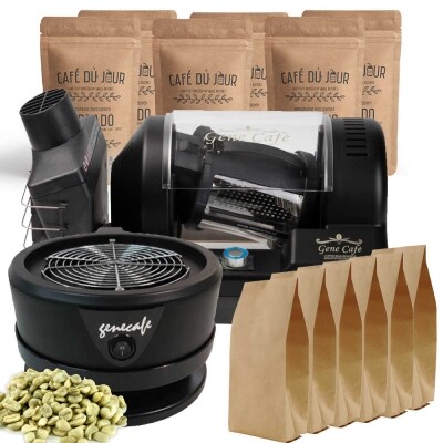 Torrador de café Gene Café CBR101 (preto) pacote inicial profissional com frigorífico