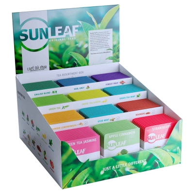 Expositor sortido - Sunleaf - 12 x 10 saquetas de chá