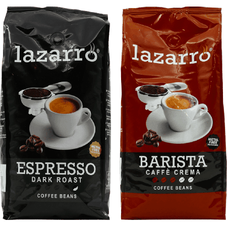 Lazarro Duo Grãos - Dark Roast & Caffè Crema 2 x 1 kilo