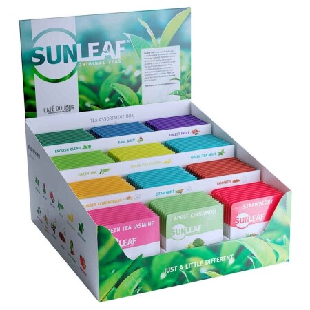 Expositor sortido - Sunleaf - 12 x 10 saquetas de chá