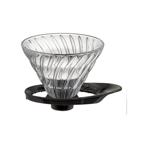 Gotejador Hario V60 - vidro com suporte preto, novo tipo - tamanho 02 (VDGR-02-B)