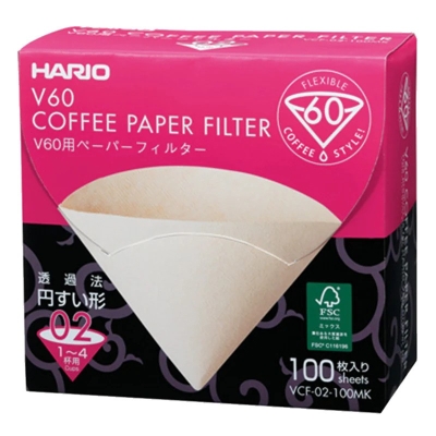 Filtros de Café Hario V60 - tamanho 02, cor marrom (VCF-02-100MK) em caixa - 100 unidades
