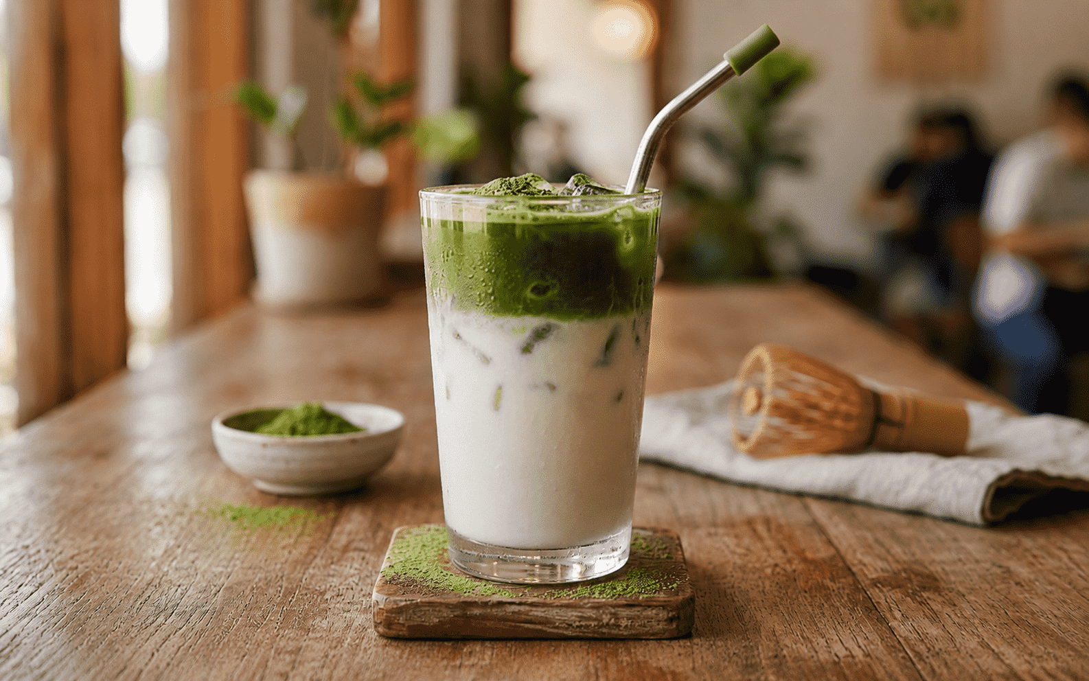 Receita de matcha latte gelado: fresco, cremoso e fácil de fazer