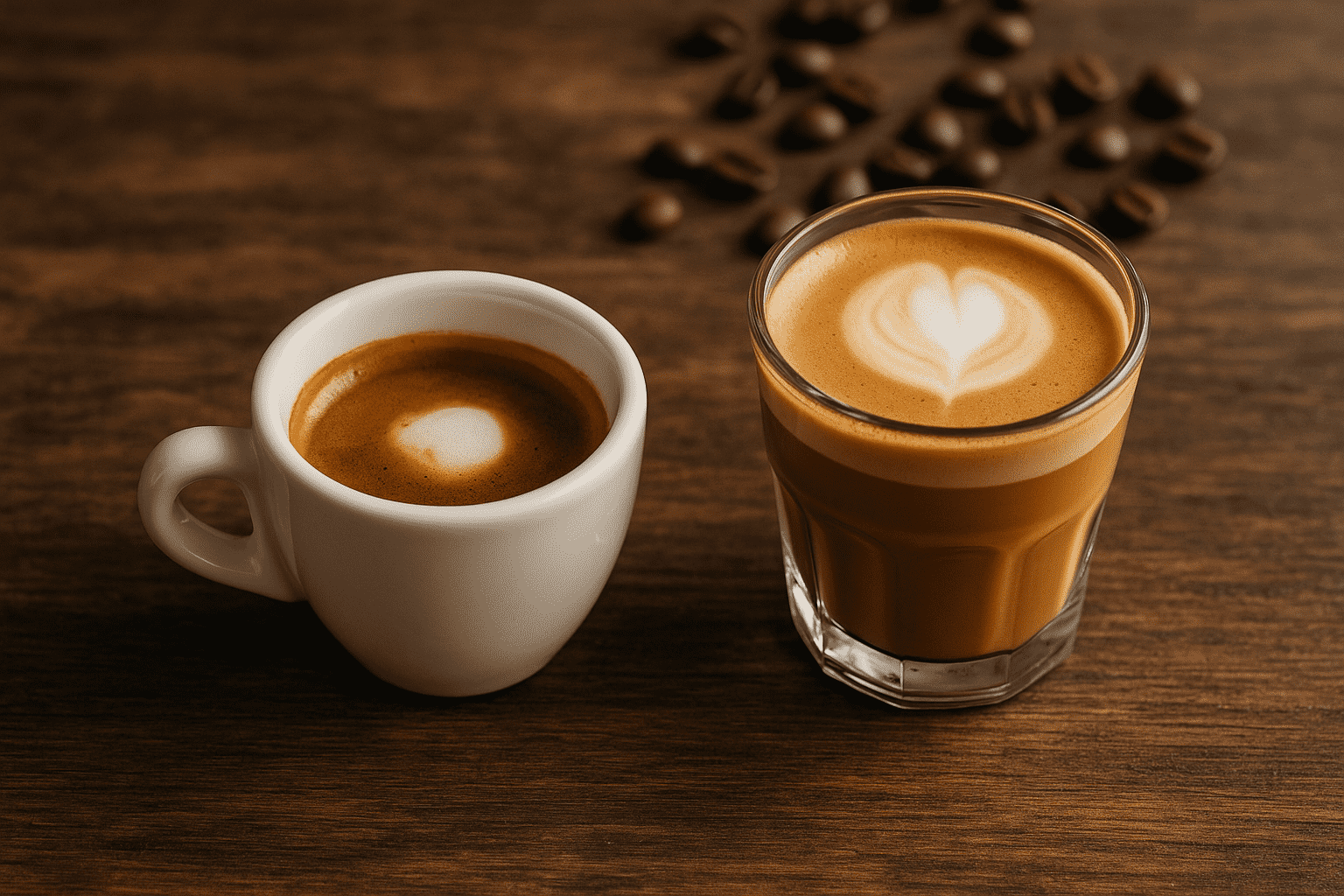 um espresso macchiato e um cortado