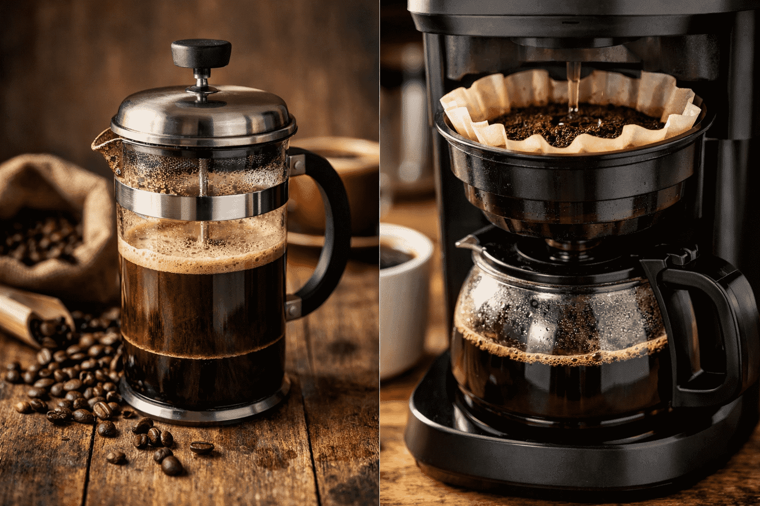 Qual é a diferença entre french press e café de filtro?